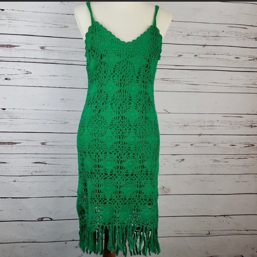 NWT Green crochet midi dress by INC size medium
